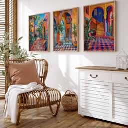 Set Of 3 Marrakech Posters, Morocco Prints, Moroccan Wall Art Set, Medina North Africa Travel Exotic Decor - thumbnail 4