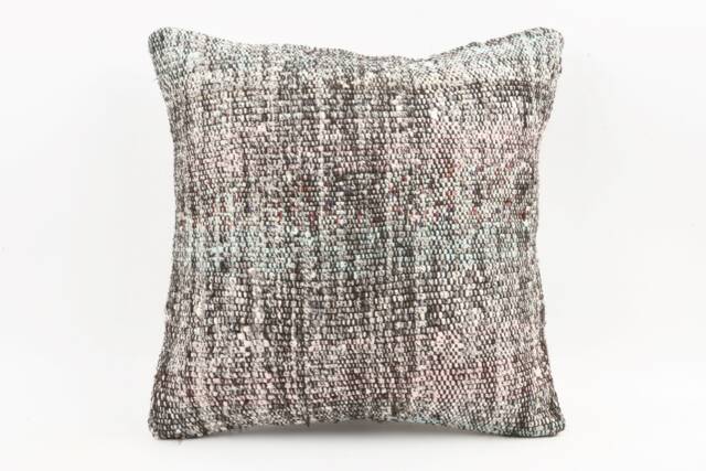 Handmade Turkish Kilim Pillow Embroidered Wool Cushion Cover - 18''x18'' - image 1