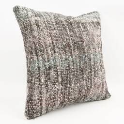 Handmade Turkish Kilim Pillow Embroidered Wool Cushion Cover - 18''x18'' - thumbnail 3