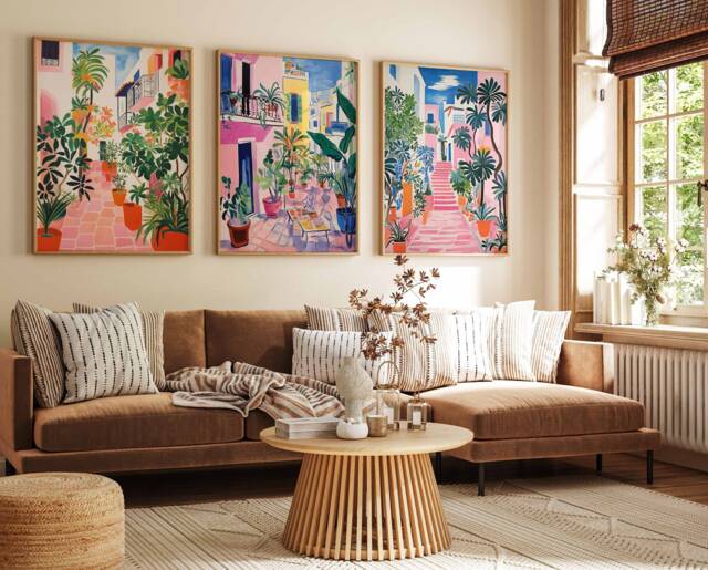 Set Of 3 Cadiz Travel Posters, Spain Prints, C??diz Floral Spanish Decor, Folk Art Poster, Wall Decor - image 1