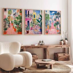 Set Of 3 Cadiz Travel Posters, Spain Prints, C??diz Floral Spanish Decor, Folk Art Poster, Wall Decor - thumbnail 3