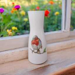 Decoupage Robin Bud Vase Small Propagation Vase, Plant Lover Gift, Christmas Gifts, Robin - thumbnail 2