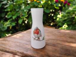 Decoupage Robin Bud Vase Small Propagation Vase, Plant Lover Gift, Christmas Gifts, Robin - thumbnail 1