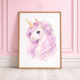 Unicorn Girls Bedroom Prints - Personalised Purple Set Of 3, Rainbow Nursery Wall Art - thumbnail 3