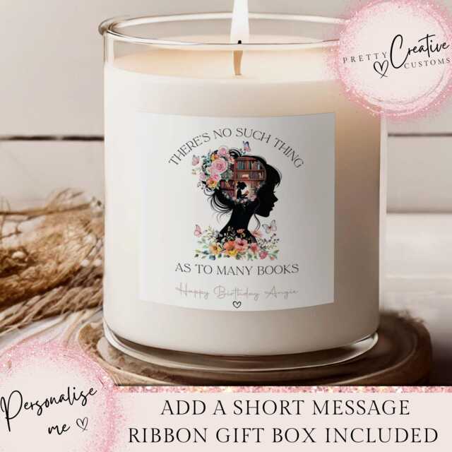 Personalised Book Lover Scented Candle, Besties Birthday Gift, Friends Christmas Gifts For Her, Daughter Reading Bookish - image 1