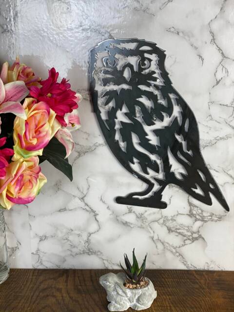 Little Owl Tawny Barn Wildlife Brushed Steel Home Wall Art Interior Design Metal Present Gift Ideas - image 1