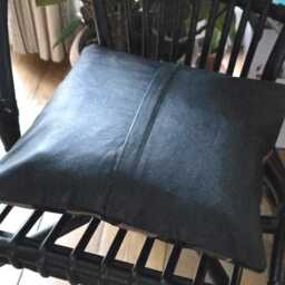 Handmade Tricolor Cowhide Cushion Cover - Hair On Leather Pillow - thumbnail 3