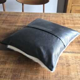 Handmade Tricolor Cowhide Cushion Cover - Hair On Leather Pillow - thumbnail 2