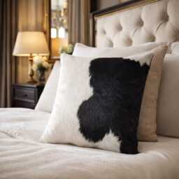 Handmade Tricolor Cowhide Cushion Cover - Hair On Leather Pillow - thumbnail 4
