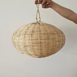 Wicker Ball Pendant Light, Straw Lampshade - thumbnail 4