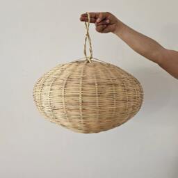 Wicker Ball Pendant Light, Straw Lampshade - thumbnail 2