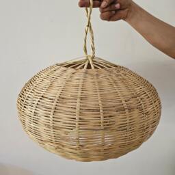 Wicker Ball Pendant Light, Straw Lampshade - thumbnail 3