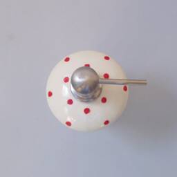 Soap Dispenser, Polka Dot White Ceramic Soap Pump, Lotion Bathroom Decor, Retro Style Kitchen Red Polka Dot, Accessories - thumbnail 4