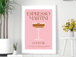 Espresso Martini Cocktail Art Print Poster - Party Signature Drink Sign Trendy Wall Decor Minimalist Elegant Retro Gift A5 A4 A3 - thumbnail 1