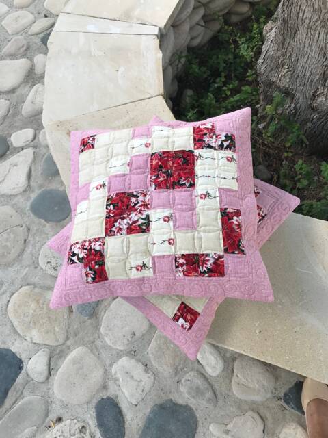 Set Two Pillow Decor Quilted Decorative Sofa Cushion Cotton Fabric Pillow, Elegant Cover Patchwork Soft Cushion, Valentine's Day Gift - image 1