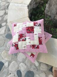 Set Two Pillow Decor Quilted Decorative Sofa Cushion Cotton Fabric Pillow, Elegant Cover Patchwork Soft Cushion, Valentine's Day Gift - thumbnail 1
