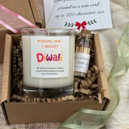 Diwali Candle Gift Set - Personalised Scented Box With Matches, Custom Festival Of Lights For Family & Friends - thumbnail 1