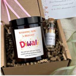Diwali Candle Gift Set - Personalised Scented Box With Matches, Custom Festival Of Lights For Family & Friends - thumbnail 3