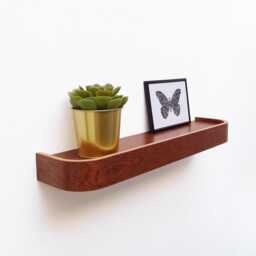 Handmade Mahogany Floating Shelf Mid Century Modern Wall Decor Wood Picture Ledge Shelf - thumbnail 3
