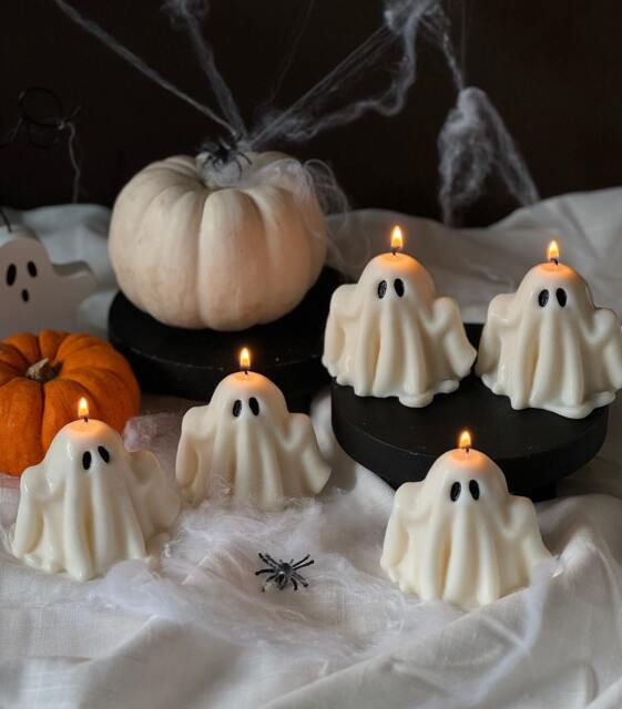 Handmade Ghost Candle Spooky Halloween Decor, Soy Wax - image 1