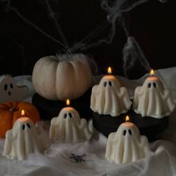 Handmade Ghost Candle Spooky Halloween Decor, Soy Wax - thumbnail 3
