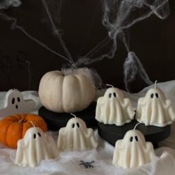 Handmade Ghost Candle Spooky Halloween Decor, Soy Wax - thumbnail 2