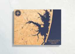 Ocean City, Maryland Map - Engraved Wood Coastal Chart Wall Art Sign, Beach House Home Decor Nautical Print, Unique Personalized Family Gift - thumbnail 1