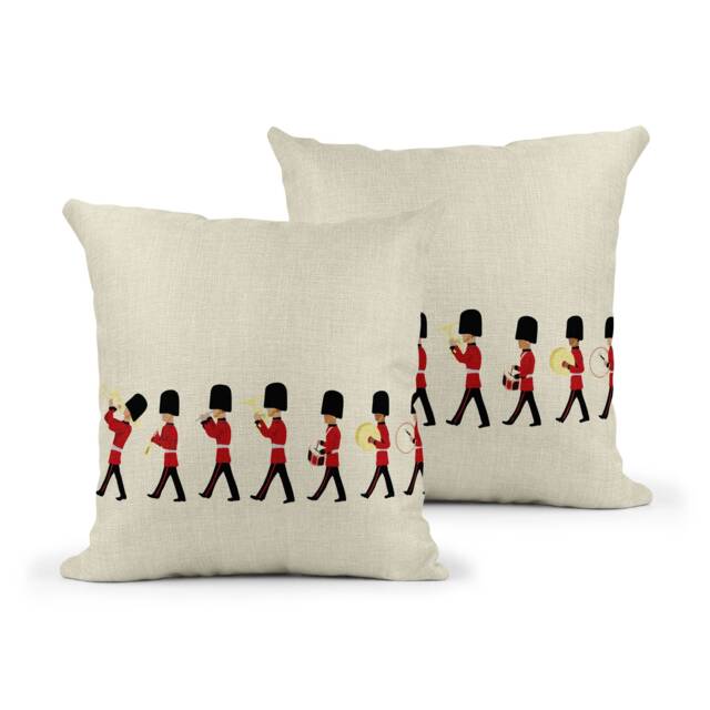 Changing Of The Guard Cushion - London Soldier Decorative Throw Pillow Mustard & Gray - image 1