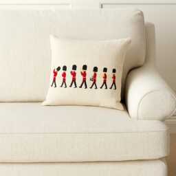 Changing Of The Guard Cushion - London Soldier Decorative Throw Pillow Mustard & Gray - thumbnail 3
