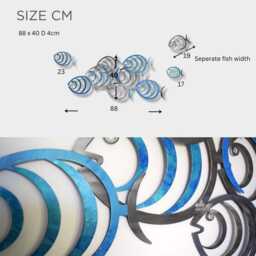 Captivating Stainless Steel Metal Wall Art Sculpture Of Abstract Fish in Soothing Coastal Tones - thumbnail 3