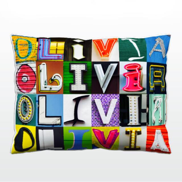 Personalized Pillow Featuring Olivia in Photos Of Sign Letters Custom Couch Cushions Colorful Pillows Photo Pillow Sofa Pillows