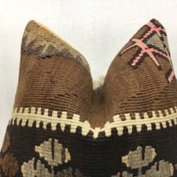 Vintage Kilim Pillow Cover, Handwoven Turkish Accent - 16x16 - thumbnail 2