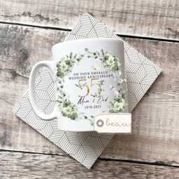 Personalised Emerald Wedding Anniversary Cushion Anniversary Gift 55 55Th Cushion Ruby Diamond Silver - thumbnail 2
