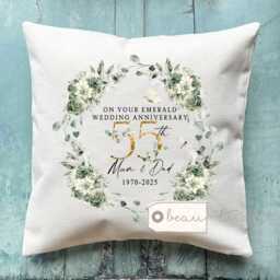 Personalised Emerald Wedding Anniversary Cushion Anniversary Gift 55 55Th Cushion Ruby Diamond Silver - thumbnail 1