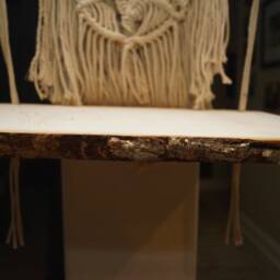 Boho Macrame Wall Hanging Shelf - Rectangle Wood Slice - thumbnail 4