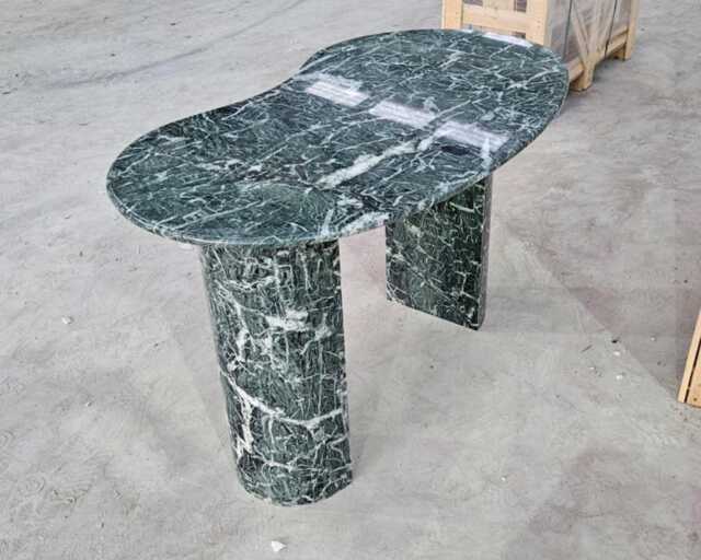 Handmade Green Marble Table, Natural Stone Kitchen Office Home Table - image 1