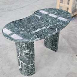 Handmade Green Marble Table, Natural Stone Kitchen Office Home Table - thumbnail 2