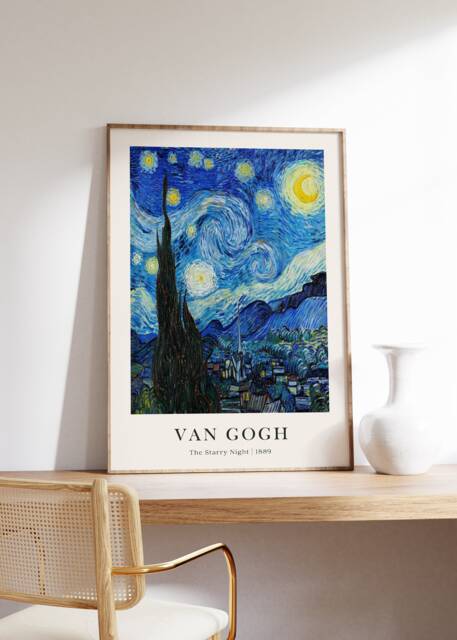 Starry Night Van Gogh Print, Sky Stars Poster, Blue Landscape, Oil Painting, French Home Decor, Summer Wall Art, Printable Digital - image 1
