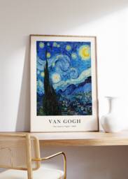 Starry Night Van Gogh Print, Sky Stars Poster, Blue Landscape, Oil Painting, French Home Decor, Summer Wall Art, Printable Digital - thumbnail 1