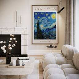 Starry Night Van Gogh Print, Sky Stars Poster, Blue Landscape, Oil Painting, French Home Decor, Summer Wall Art, Printable Digital - thumbnail 3