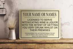 Personalized Bar Sign Funny Metal Wall Decor, Gold Or Silver - thumbnail 1