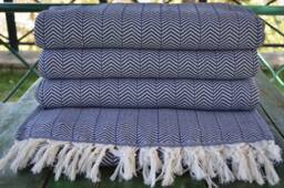 "Throw Blanket, Large Blanket, 200cmx225cm, Navy Blue Throw, Sofa Cover, Turkish Pestemal, Throw, Cover, 79""x89" - thumbnail 1