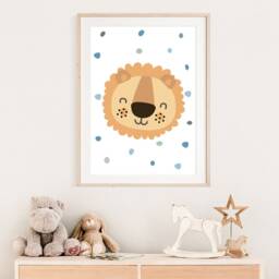 Set Of 2 Lion Print, Let The World Hear Your Roar Safari Nursery Prints, Jungle Nursery, Boys Bedroom Decor, Kids Wall Art, Blue - thumbnail 3