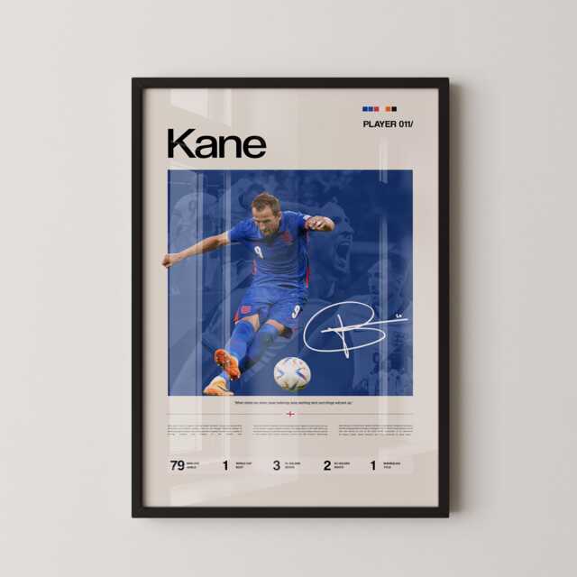 Harry Kane England Captain Poster, Football Stats Wall Art, Striker Print, Soccer Room Decor, Gift - image 1
