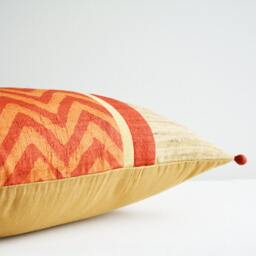 Chevron Rust & Burnt Orange Pillow Cover, Hand Block Printed Cushion Cover in Silk With Pattern , Throw Decorative - thumbnail 4