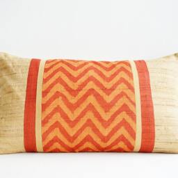 Chevron Rust & Burnt Orange Pillow Cover, Hand Block Printed Cushion Cover in Silk With Pattern , Throw Decorative - thumbnail 2