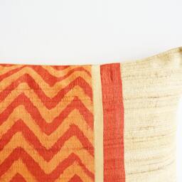 Chevron Rust & Burnt Orange Pillow Cover, Hand Block Printed Cushion Cover in Silk With Pattern , Throw Decorative - thumbnail 3