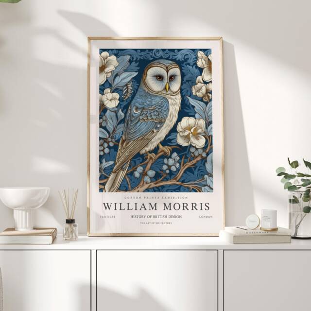 William Morris Print, Art, Exhibition Poster, Woodland Nursery Decor, Owl Gifts, Nature Wall Animal Prints - image 1
