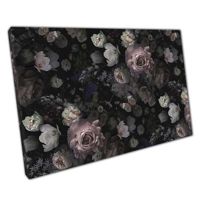 Vintage Floral Canvas Blooming Bouquet Wall Art For Home & Office Pink White Flower Print - image 1