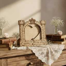 Personalized Wooden Castle Photo Frame Fairy Tale Heart Picture Happily Ever After Wedding Gift Anniversary Decor Princess - thumbnail 3